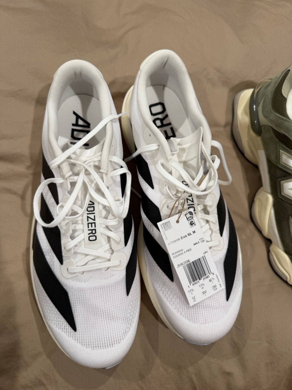 adidas White and Black Adizero Performance Sneakers